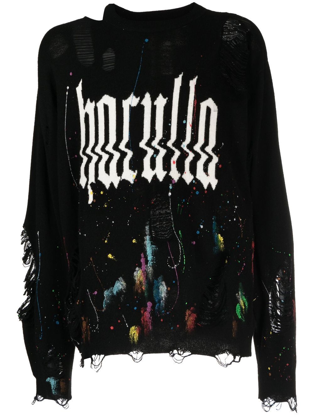 Haculla Glitched distressed logo-print jumper - Black von Haculla