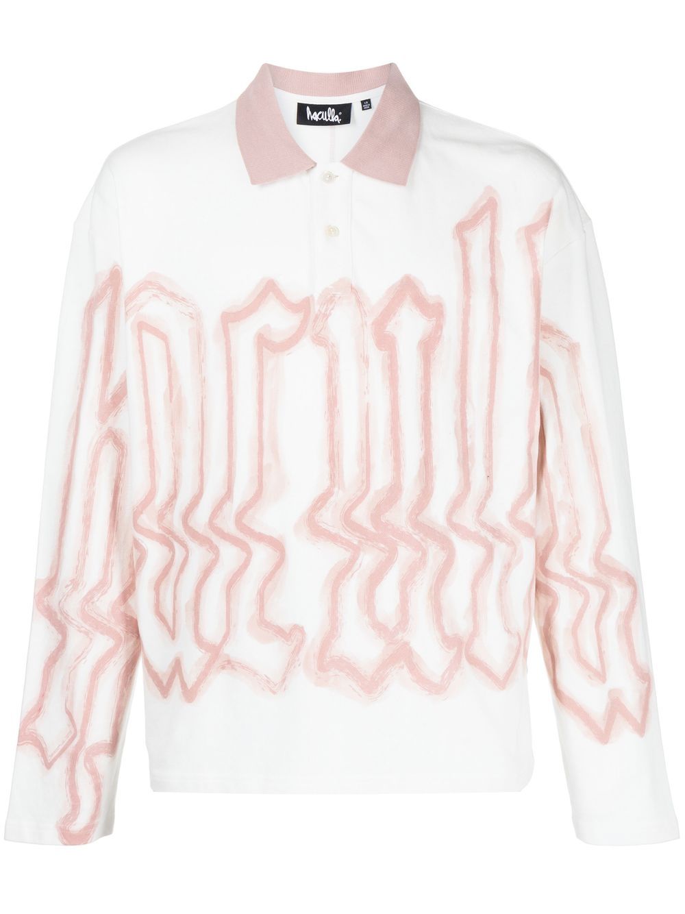 Haculla Glitched logo long-sleeved polo shirt - White von Haculla