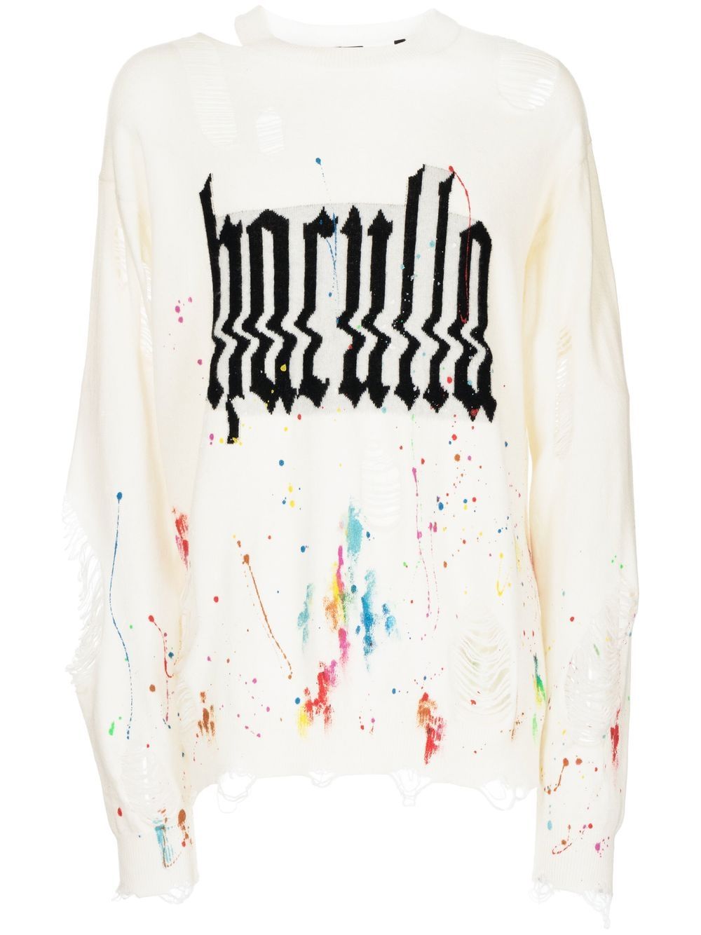 Haculla Glitched logo-print ripped sweatshirt - White von Haculla