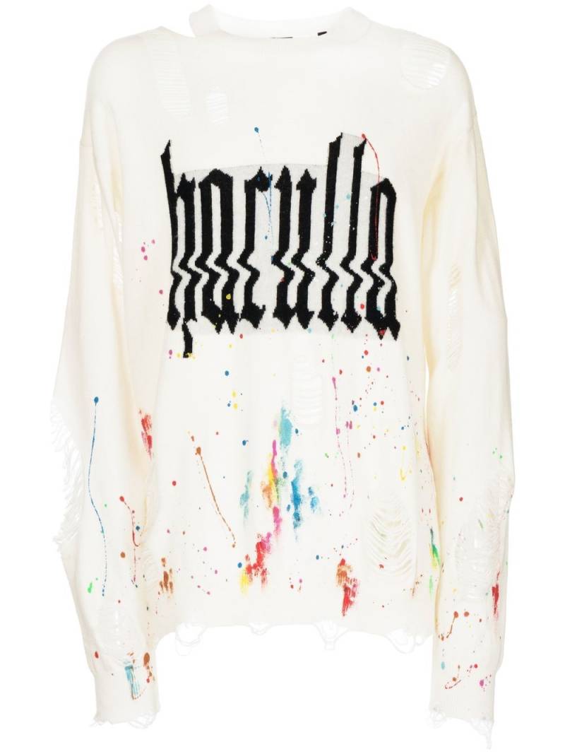 Haculla Glitched logo-print ripped sweatshirt - White von Haculla
