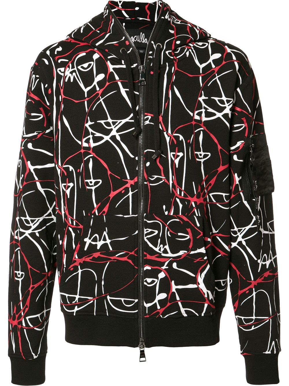Haculla abstract motif zipped hoodie - Black von Haculla