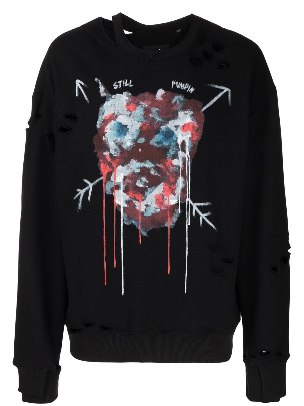 Haculla distressed cut-out graphic sweatshirt - Black von Haculla