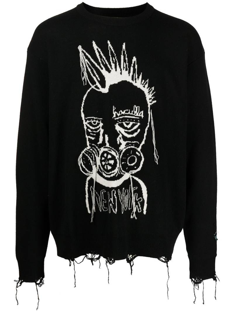 Haculla distressed gas mask jumper - Black von Haculla