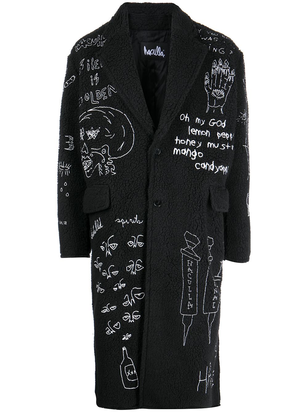 Haculla illustration-print long overcoat - Black von Haculla