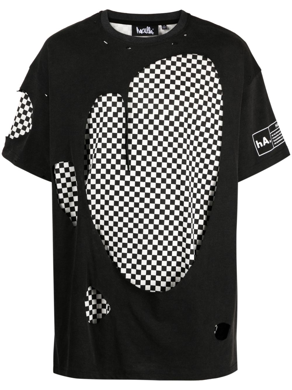 Haculla layered checkerboard-print cotton T-shirt - Black von Haculla