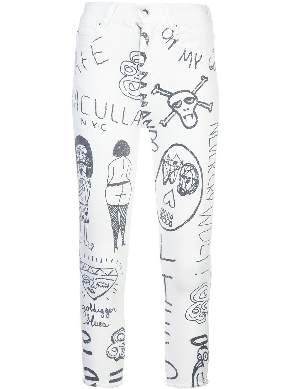Haculla mindful doodles jeans - White von Haculla