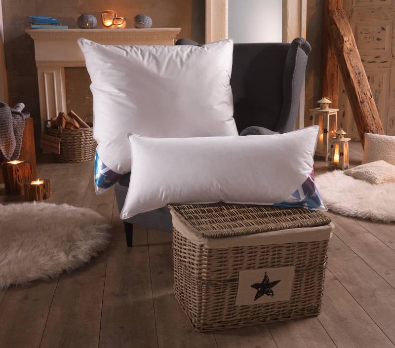 Haeussling Federkopfkissen »Hygge Home Plissee (biobasiert)«, Füllung: 85% Entenfeder und 15% Entendaune, (1 St.) von Haeussling