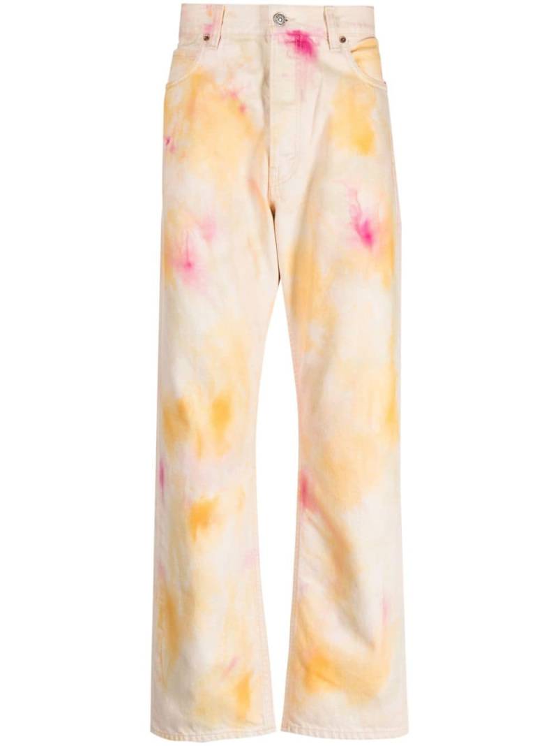 Haikure paint-splatter print mid-rise wide-leg jeans - Orange von Haikure