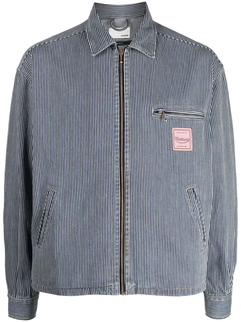 Haikure striped zipped cotton shirt jacket - Blue von Haikure