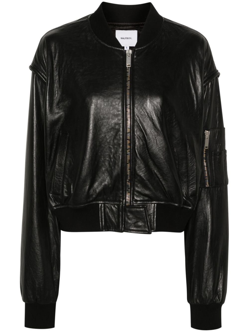 Halfboy leather bomber jacket - Black von Halfboy
