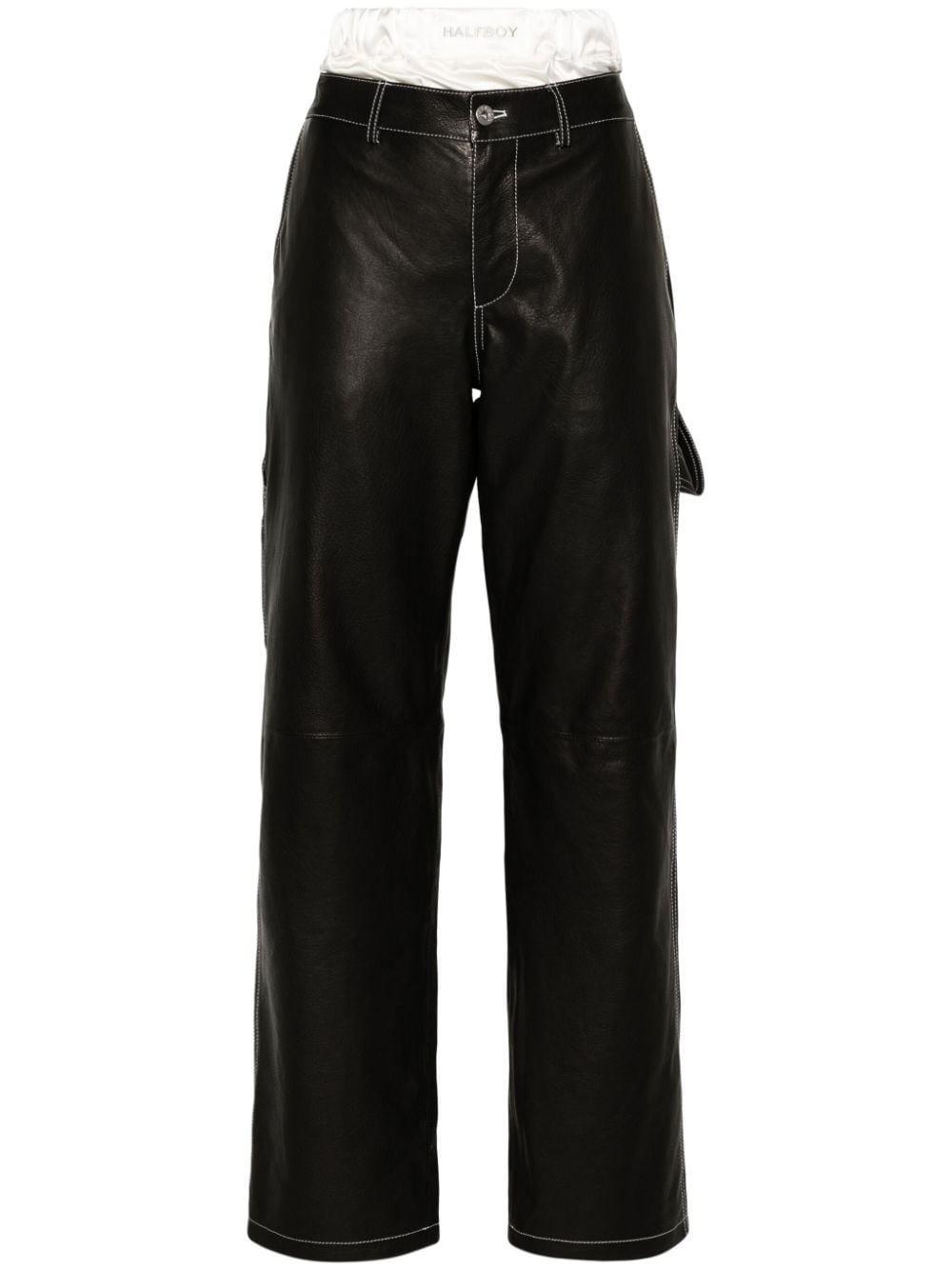 Halfboy leather straight-leg trousers - Blue von Halfboy