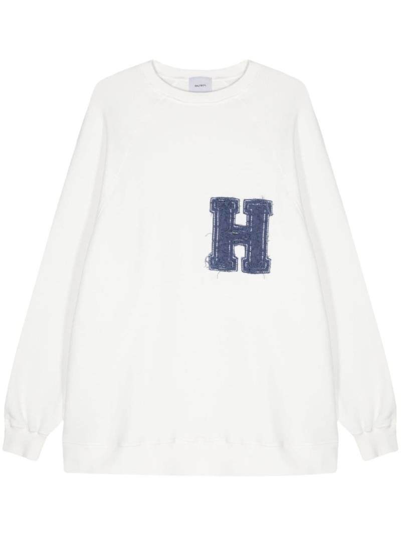 Halfboy logo-appliqué cotton long sweatshirt - White von Halfboy