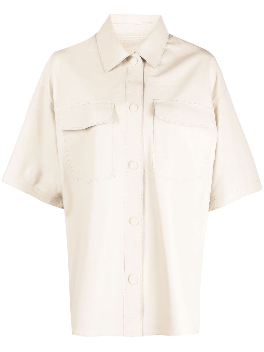 Halfboy sheepskin short-sleeved shirt - Neutrals von Halfboy