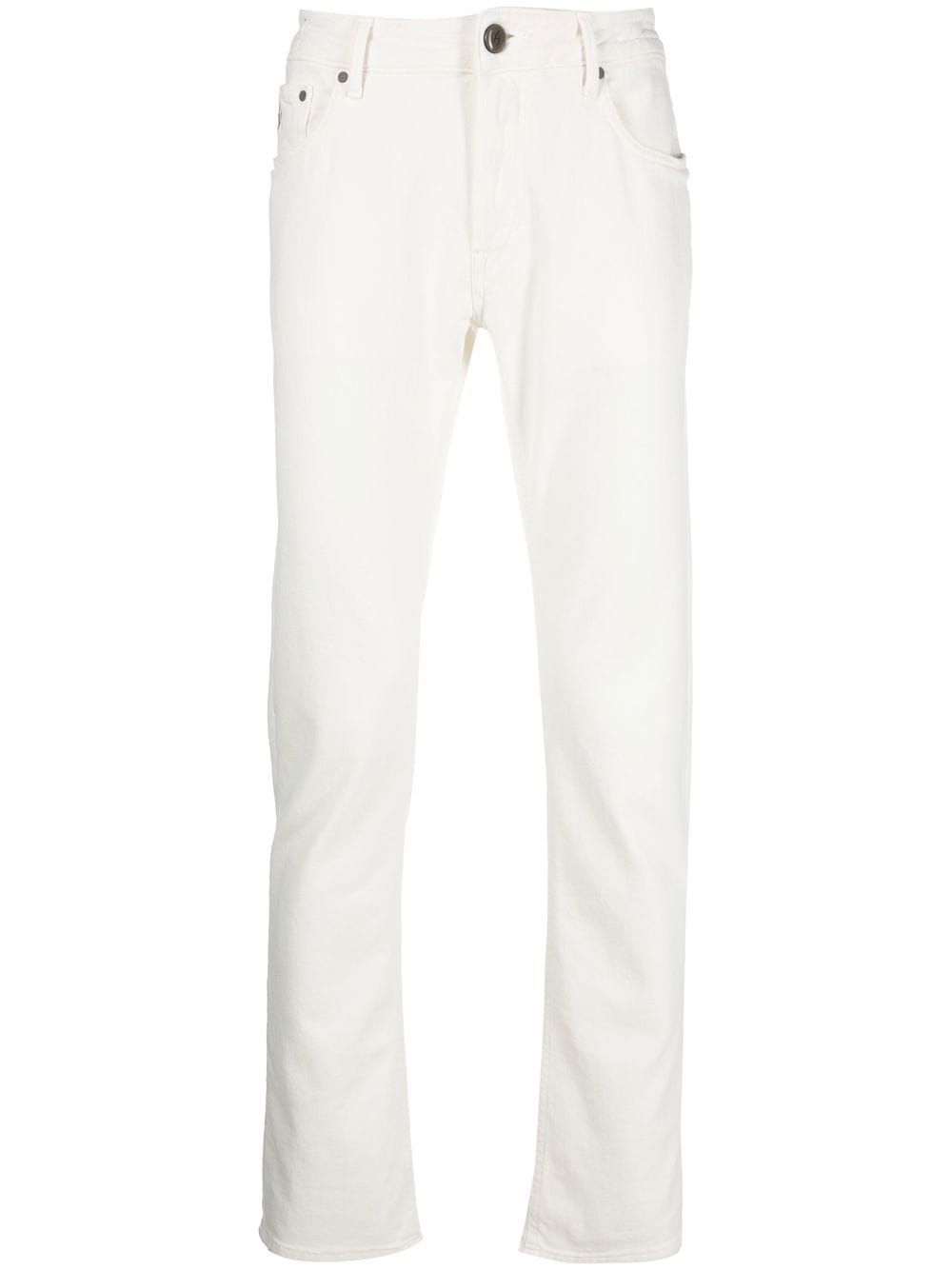 Hand Picked embroidered-logo straight-leg jeans - White von Hand Picked