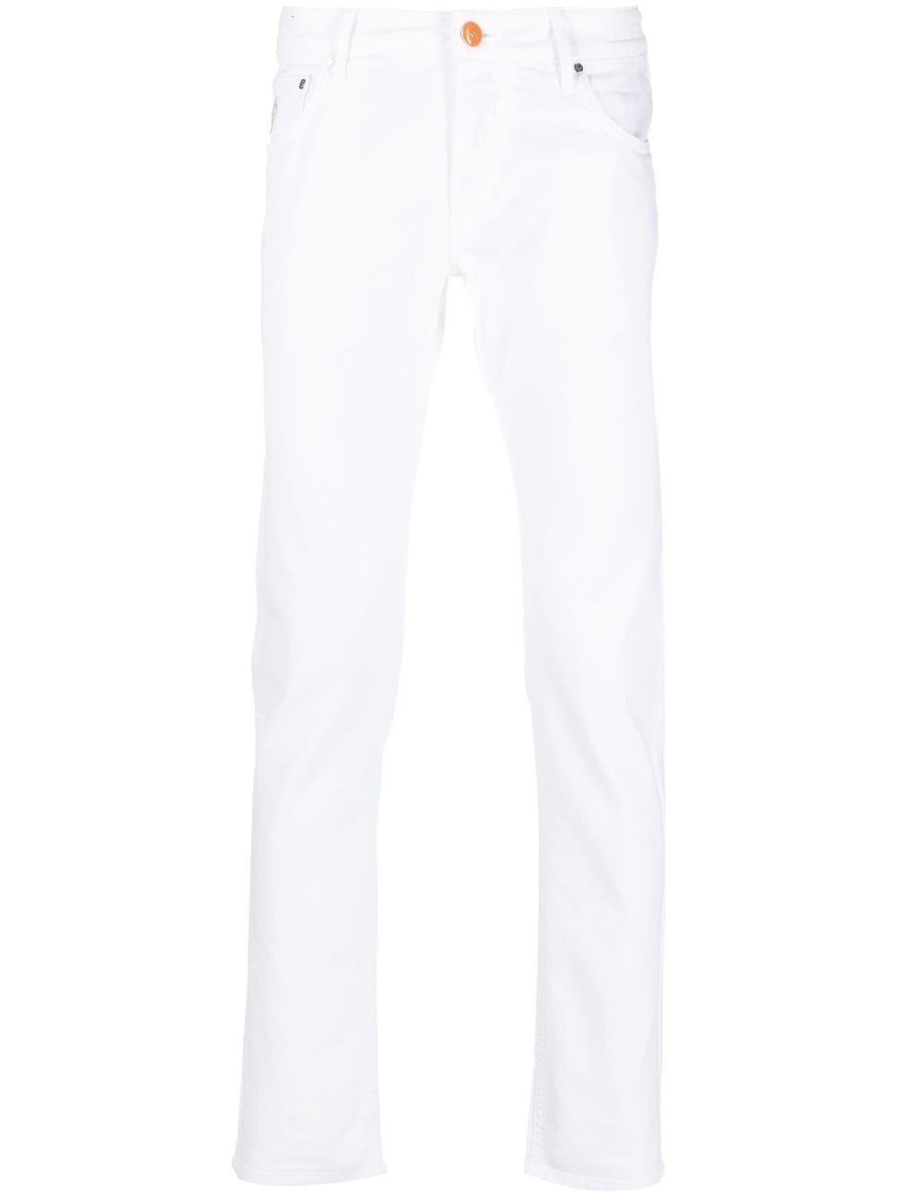 Hand Picked slim-cut logo patch jeans - White von Hand Picked