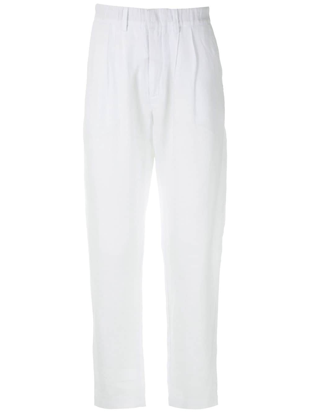 Handred linen straight trousers - White von Handred