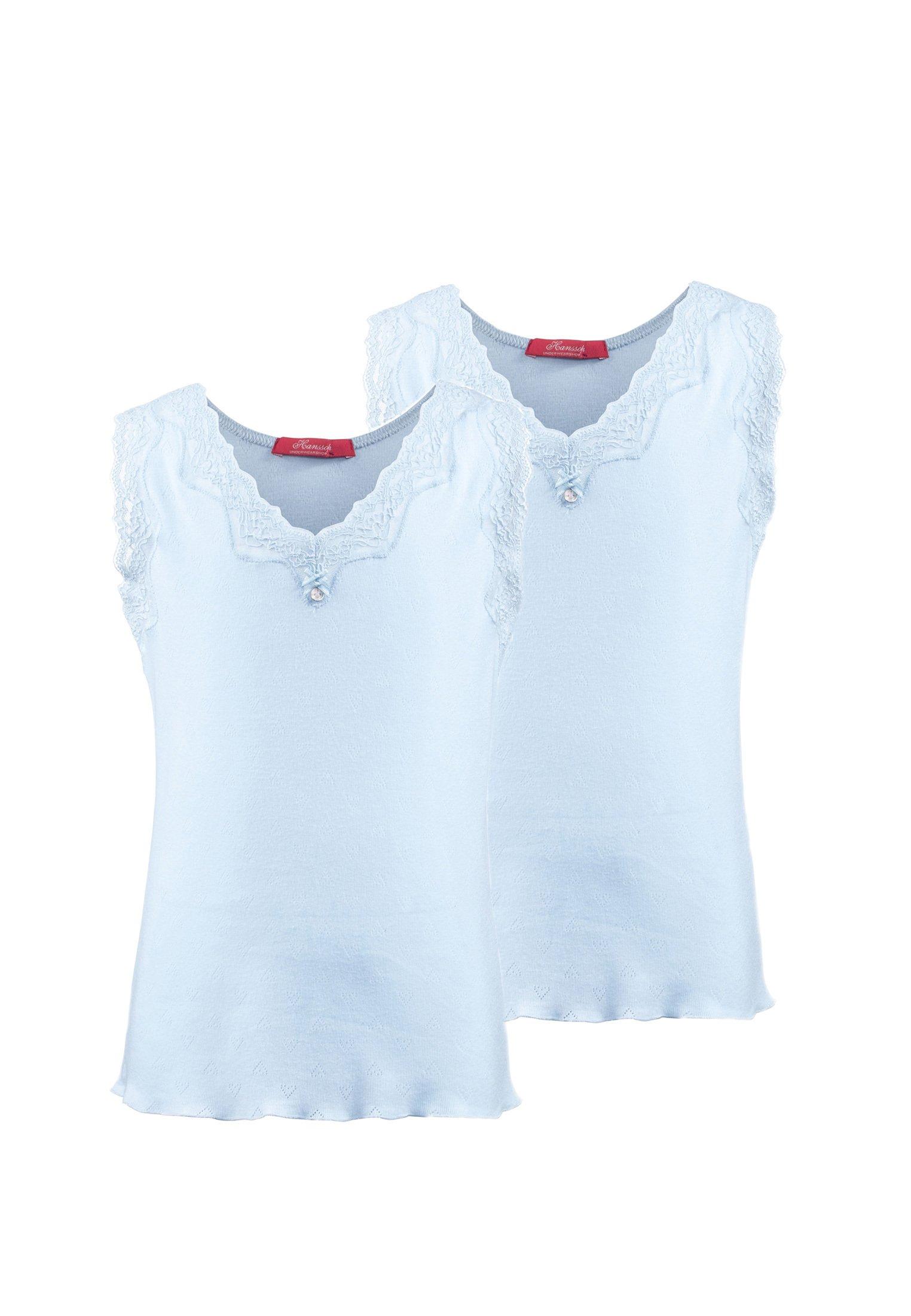 Unterhemden, Luxuriöse Spitze Pointelle, Rose Mädchen Blau 128 von Hanssop