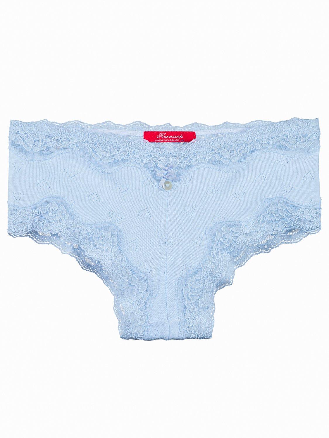 Shorty Unterhose, Elegantes Spitzen-pointelle-herz-design Mädchen Blau 116 von Hanssop