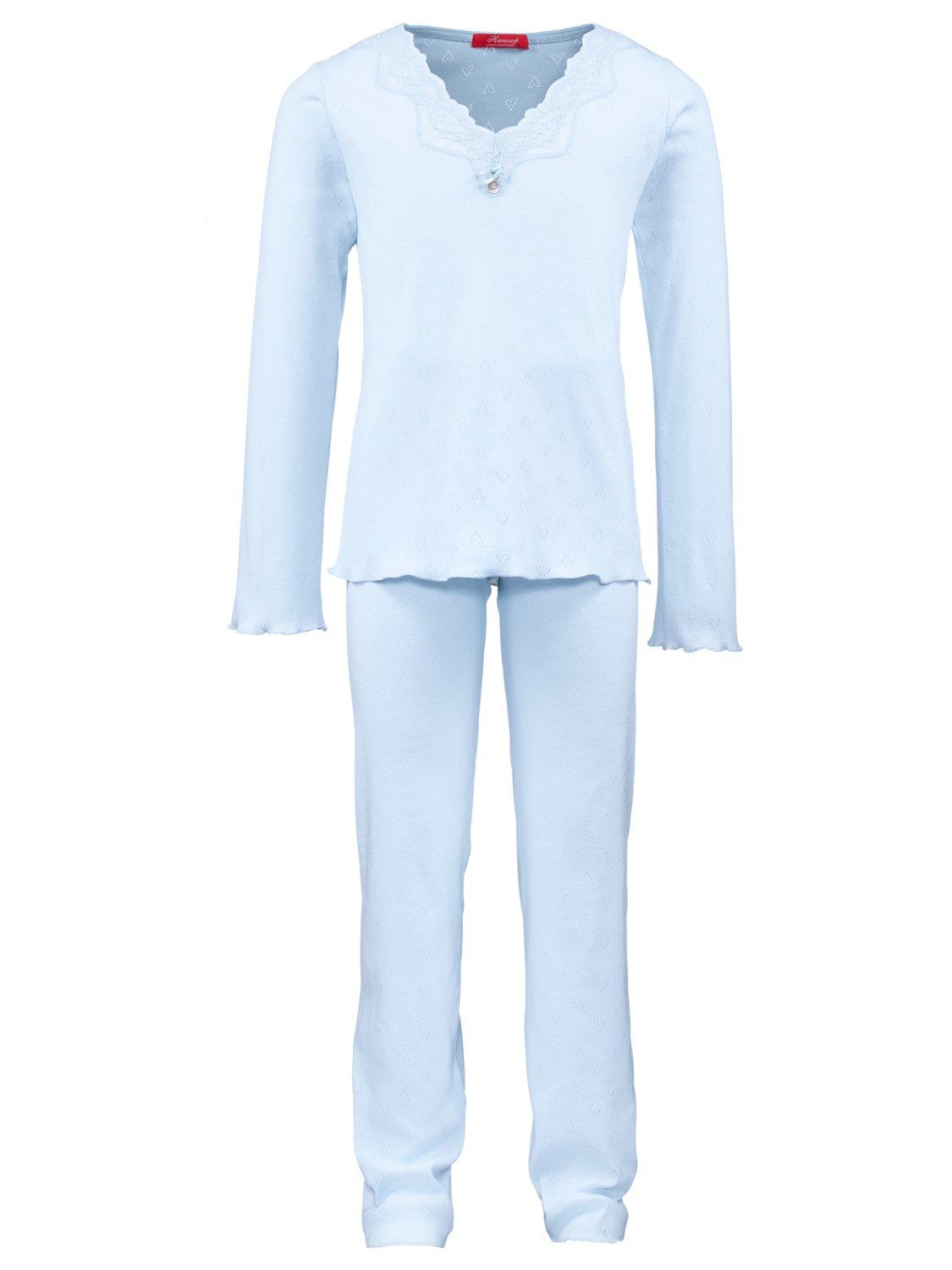 Schlafanzug, Elegante Spitze Pointelle Mädchen Blau 116 von Hanssop
