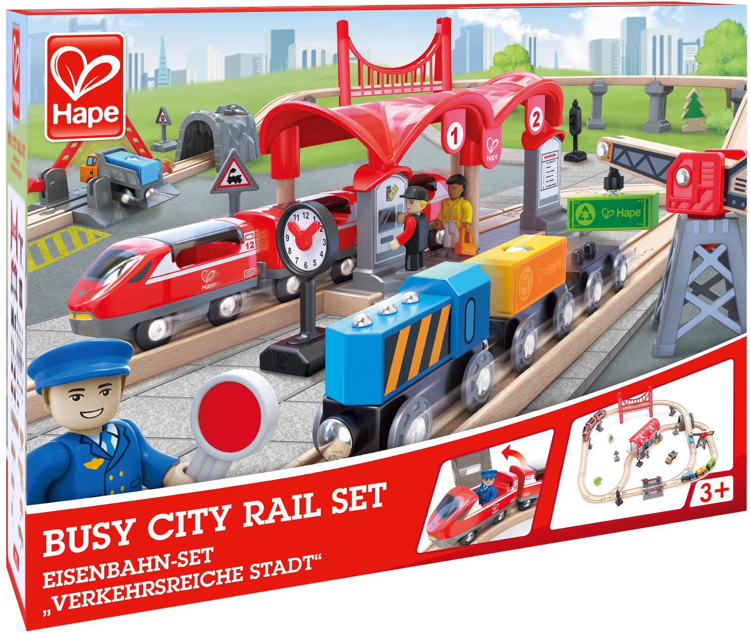 Hape Spielzeugeisenbahn-Gebäude »Eisenbahn-Set - Verkehrsreiche Stadt« von Hape