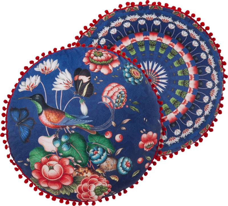 Happiness Dekokissen »Cooper«, Mit Füllung, 1 Stück, Mit Pompoms, Wendeoptik, Sehr Weich, Blumen von Happiness