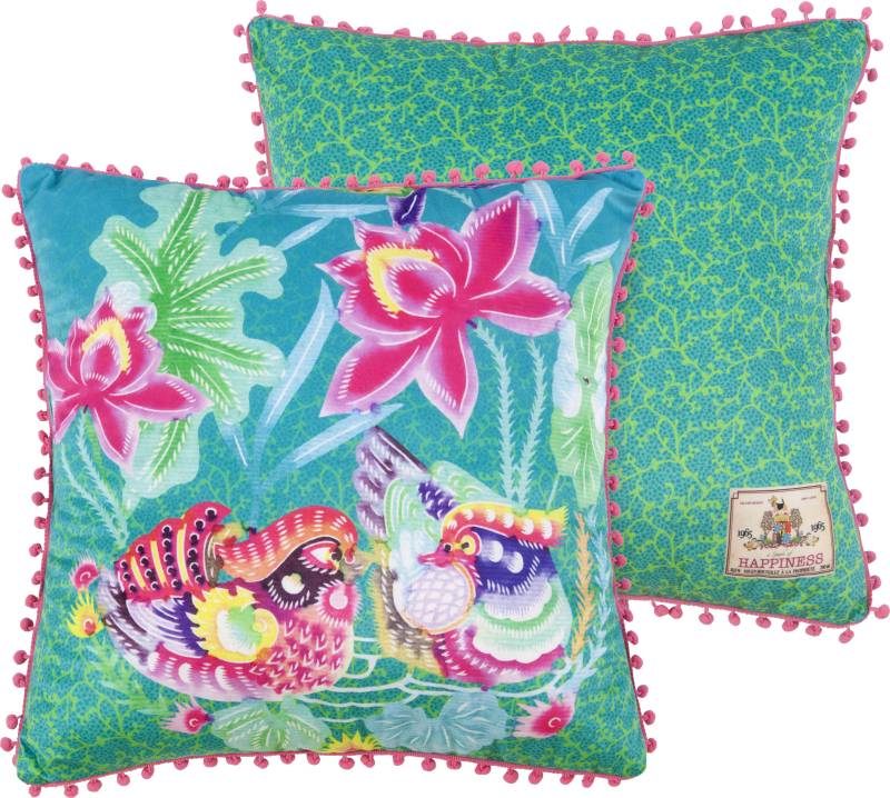 Happiness Dekokissen »Harmony«, Mit Füllung, 1 Stück, Mit Pompoms, Wendeoptik, Sehr Weich, Blumen von Happiness