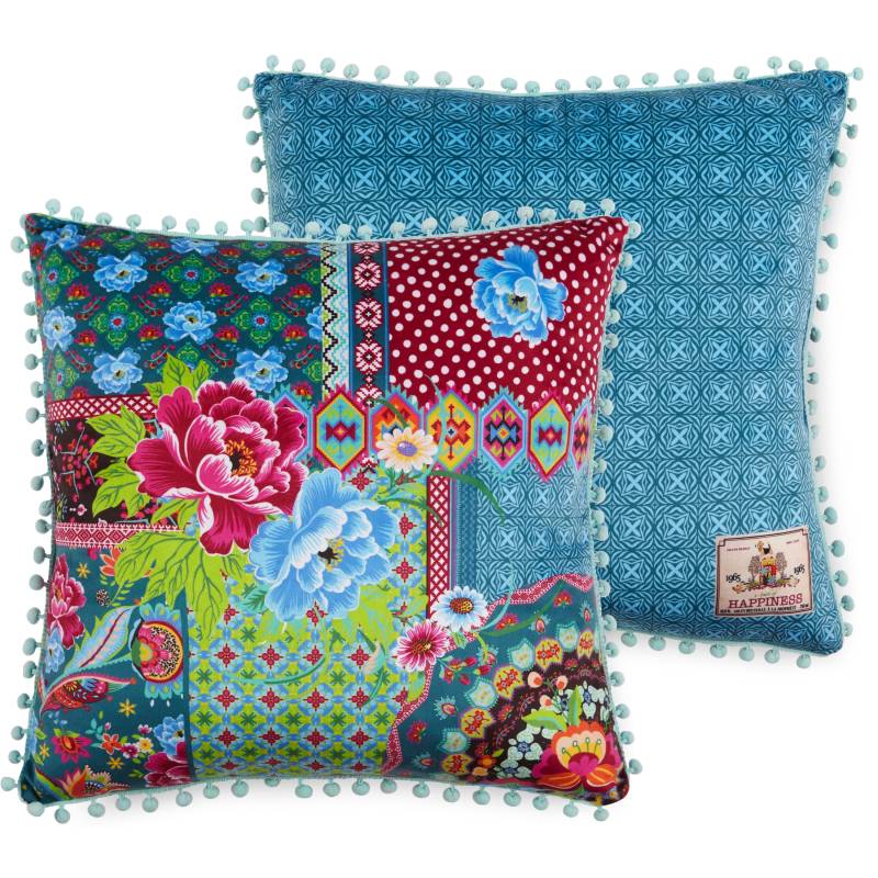 Happiness Dekokissen »Peonia Patch«, Mit Füllung, 1 Stück, Mit Pompoms, Wendeoptik, Weich, Blumen, Bunt von Happiness