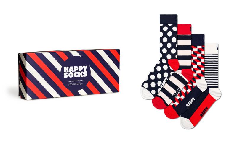 Happy Socks Socken »4-Pack Classic Navy Socks Gift Set«, (Packung, 4 Paar) von Happy Socks