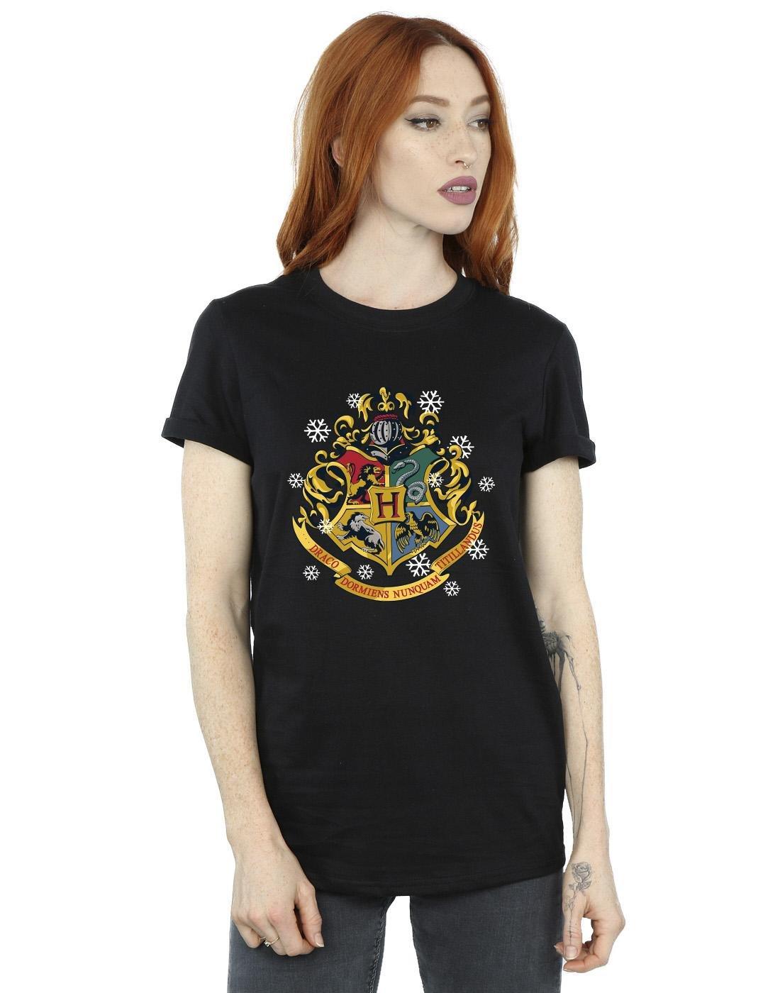 Christmas Crest Tshirt Damen Schwarz L von Harry Potter