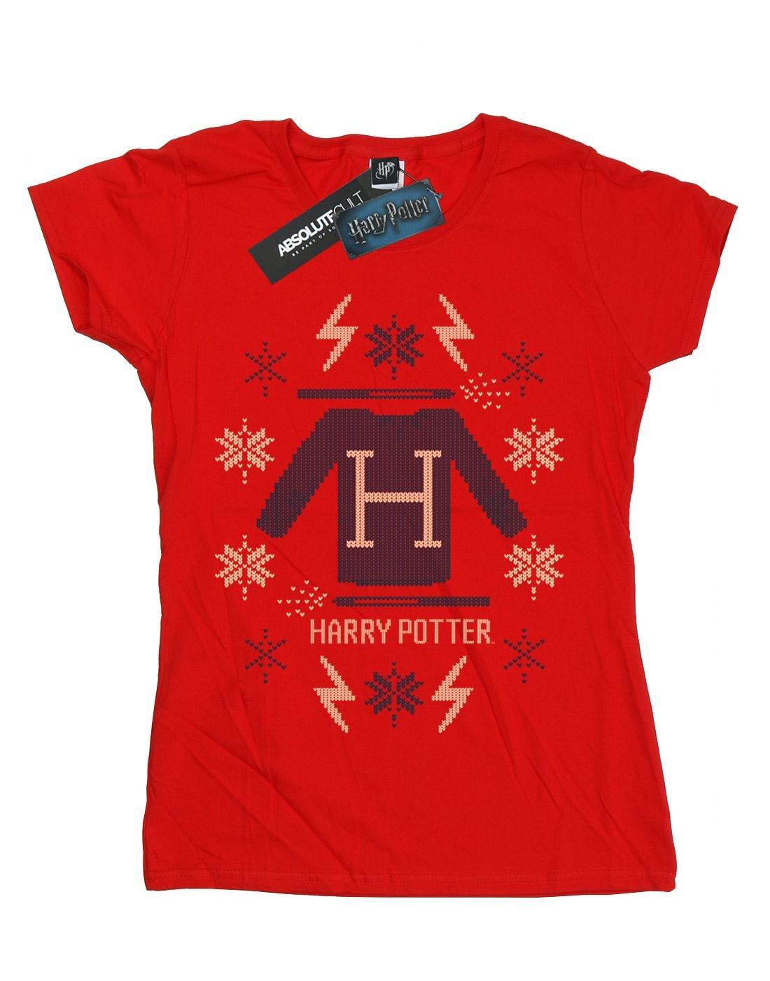 Christmas Knit Tshirt Damen Rot Bunt XL von Harry Potter