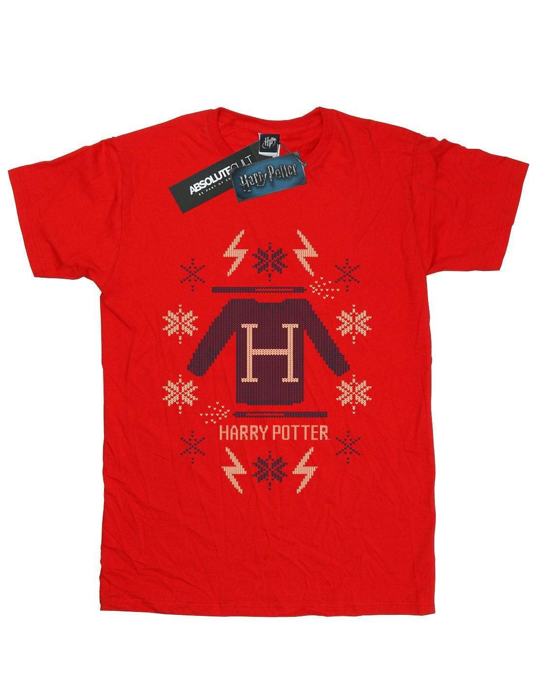 Christmas Knit Tshirt Damen Rot Bunt XL von Harry Potter