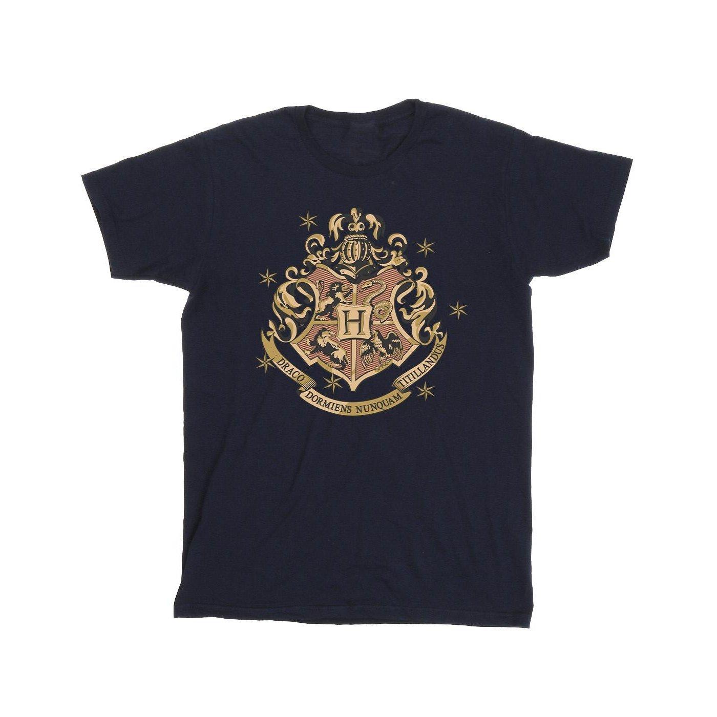 Gold Hogwart Crest Tshirt Herren Marine 5XL von Harry Potter