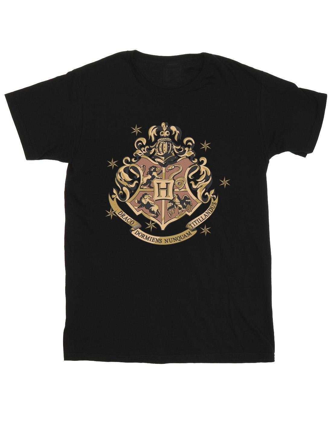Gold Hogwart Crest Tshirt Herren Schwarz 4XL von Harry Potter