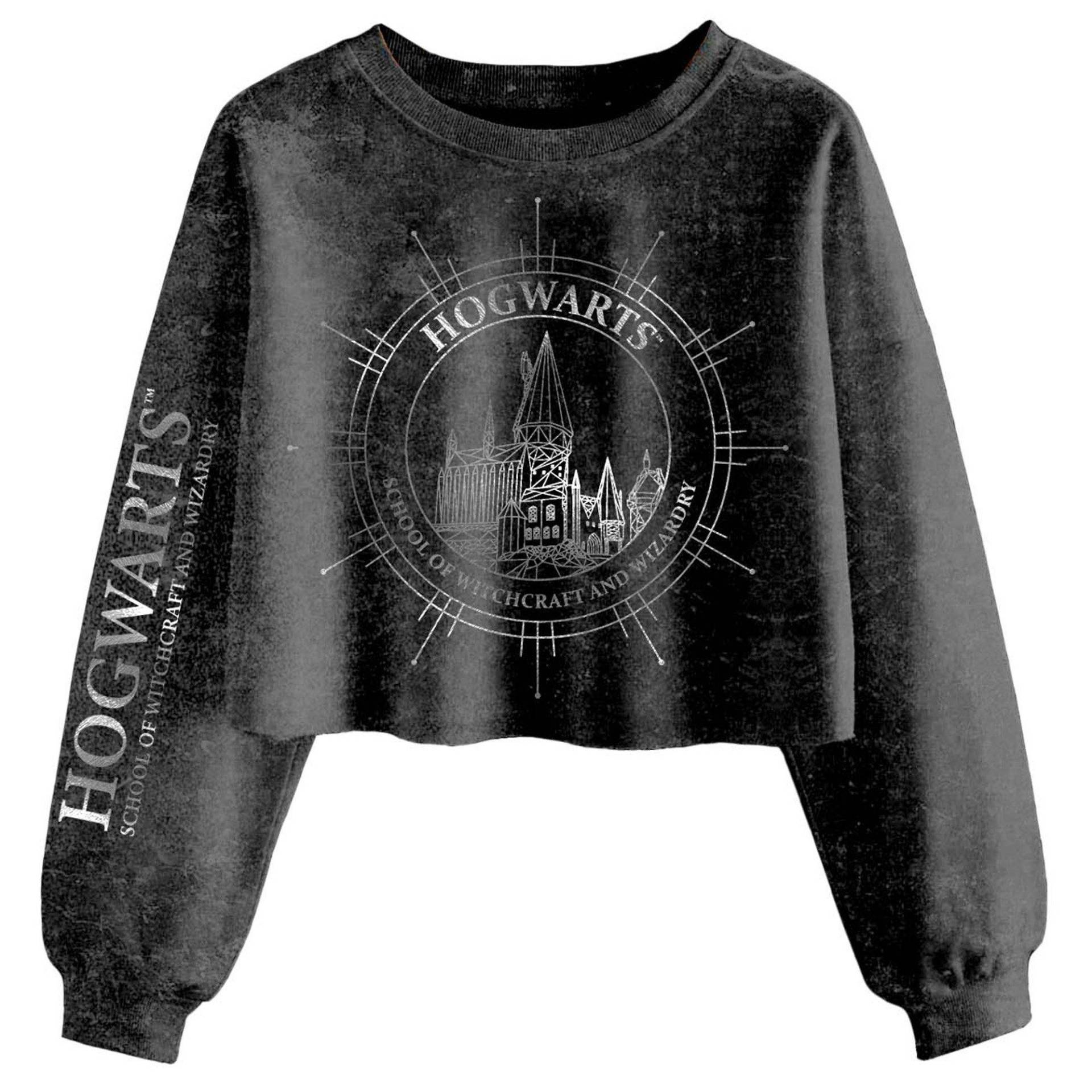 Hogwarts Constellation Kurzes Sweatshirt Damen Schwarz Leicht XL von Harry Potter