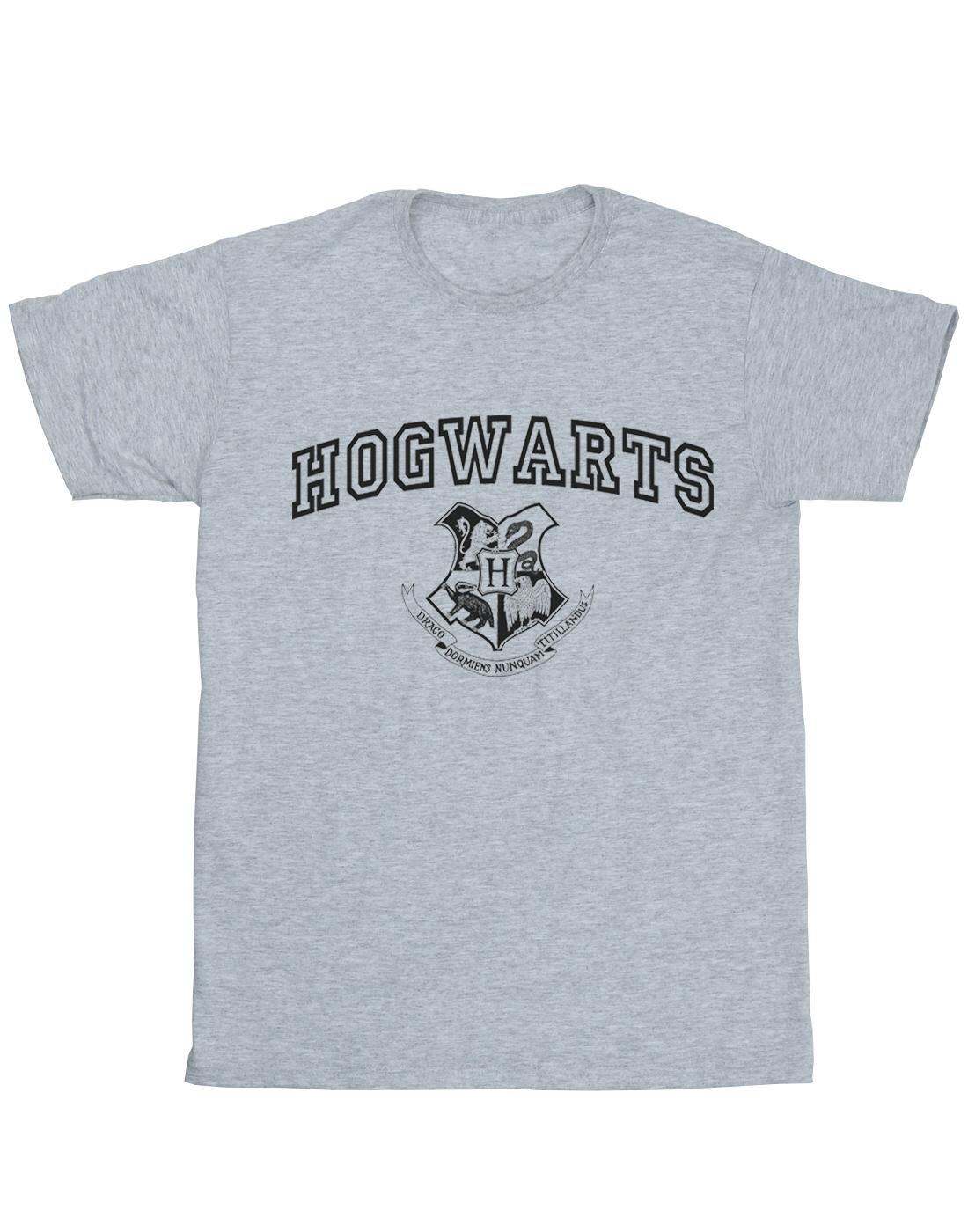 Hogwarts Crest Boyfriend Fit Tshirt Damen Grau XL von Harry Potter