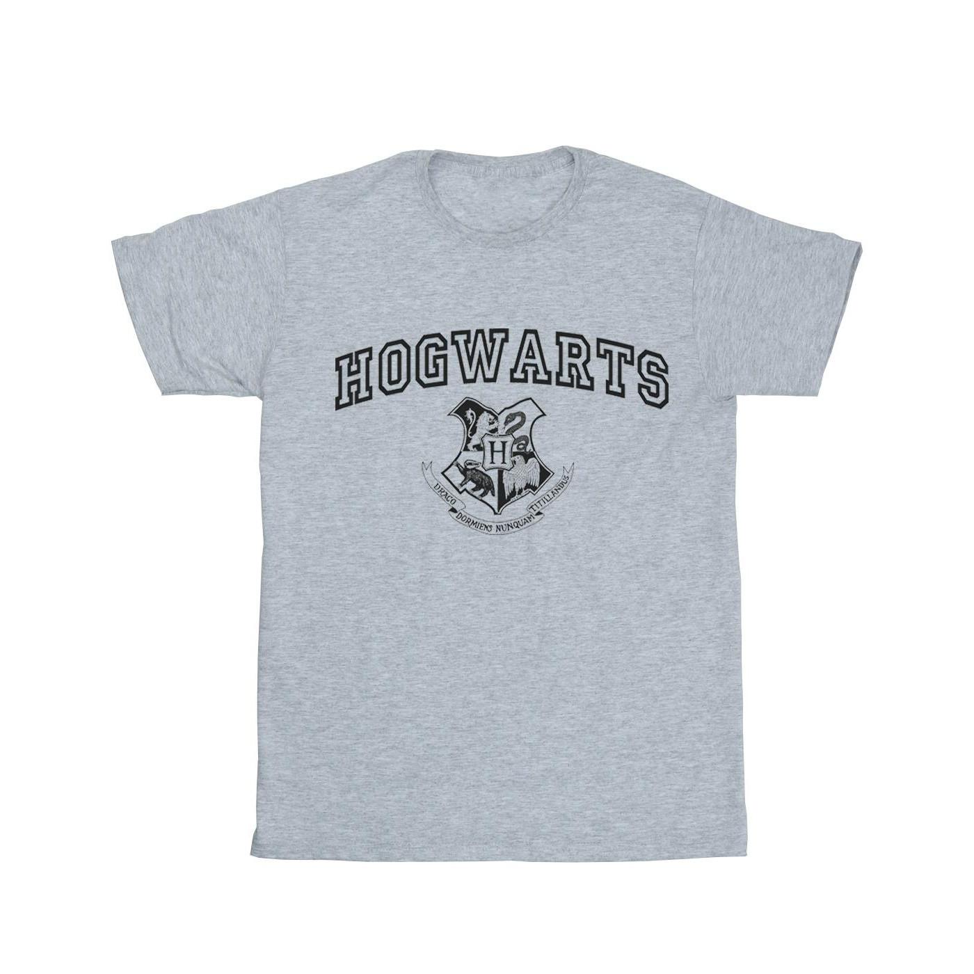 Hogwarts Crest Boyfriend Fit Tshirt Damen Grau XXL von Harry Potter