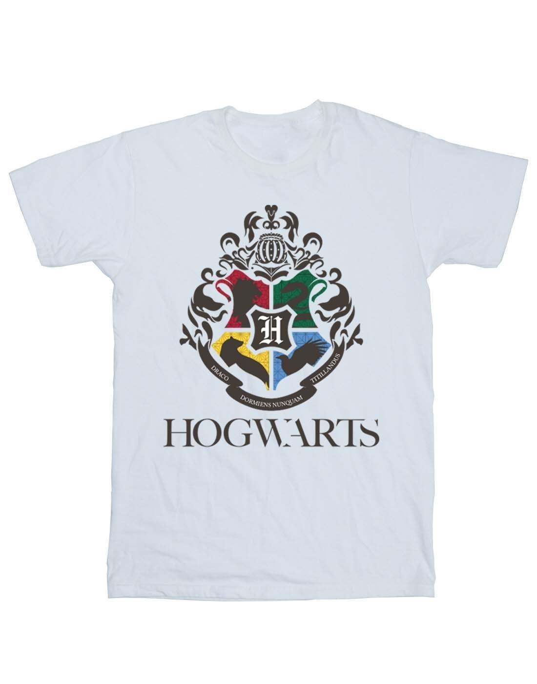 Hogwarts Crest Boyfriend Fit Tshirt Damen Weiss L von Harry Potter