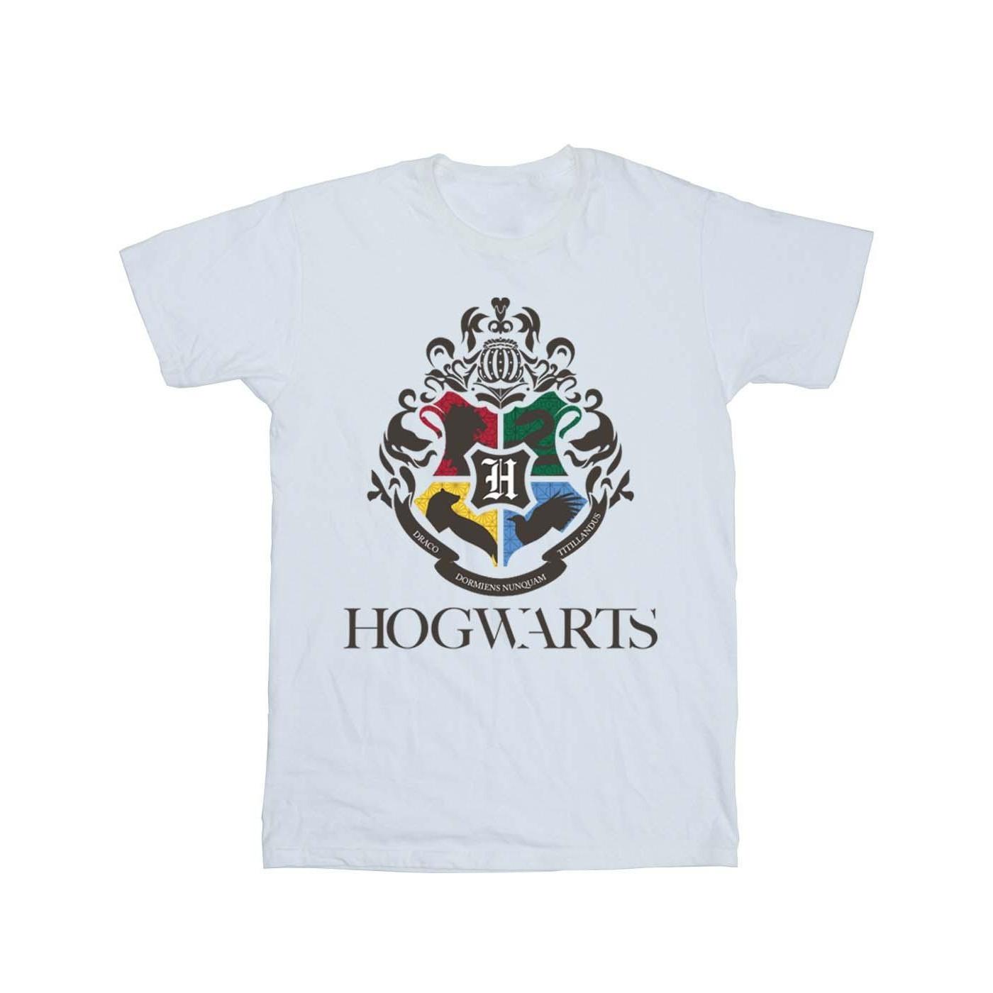 Hogwarts Crest Boyfriend Fit Tshirt Damen Weiss XL von Harry Potter