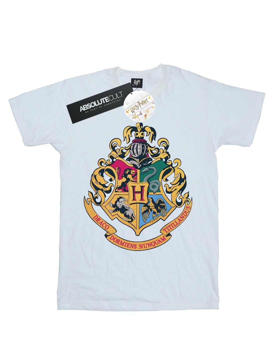 Hogwarts Crest Gold Ink Tshirt Herren Weiss 3XL von Harry Potter