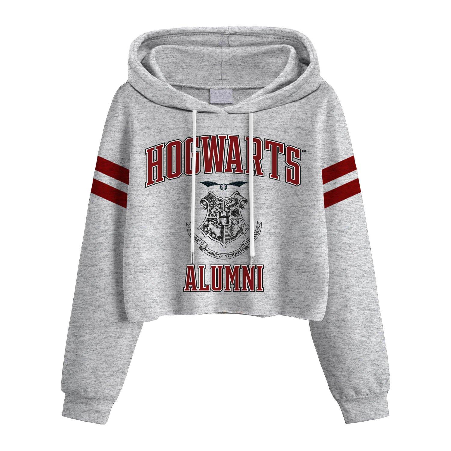 Hogwarts Kurzes Hoodie Damen Grau XXL von Harry Potter