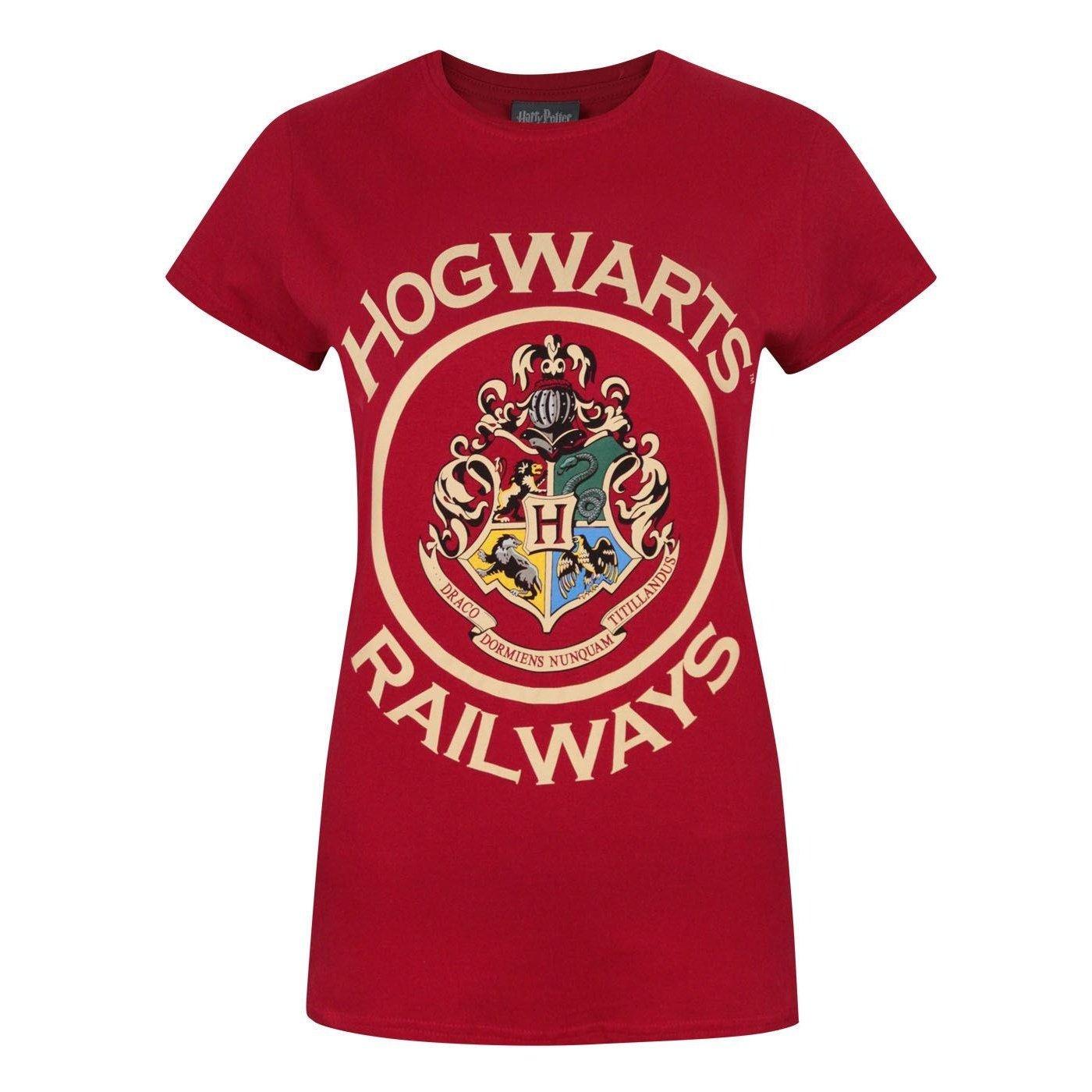 Hogwarts Railways Tshirt Damen Rot Bunt L von Harry Potter