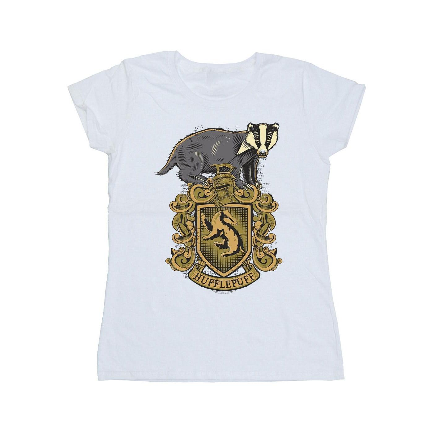 Hufflepuff Sketch Crest Tshirt Damen Weiss M von Harry Potter