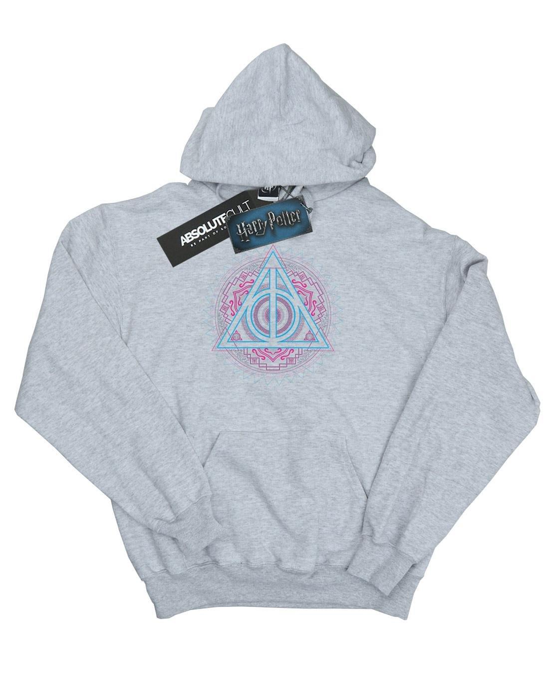 Neon Deathly Hallows Kapuzenpullover Damen Grau S von Harry Potter