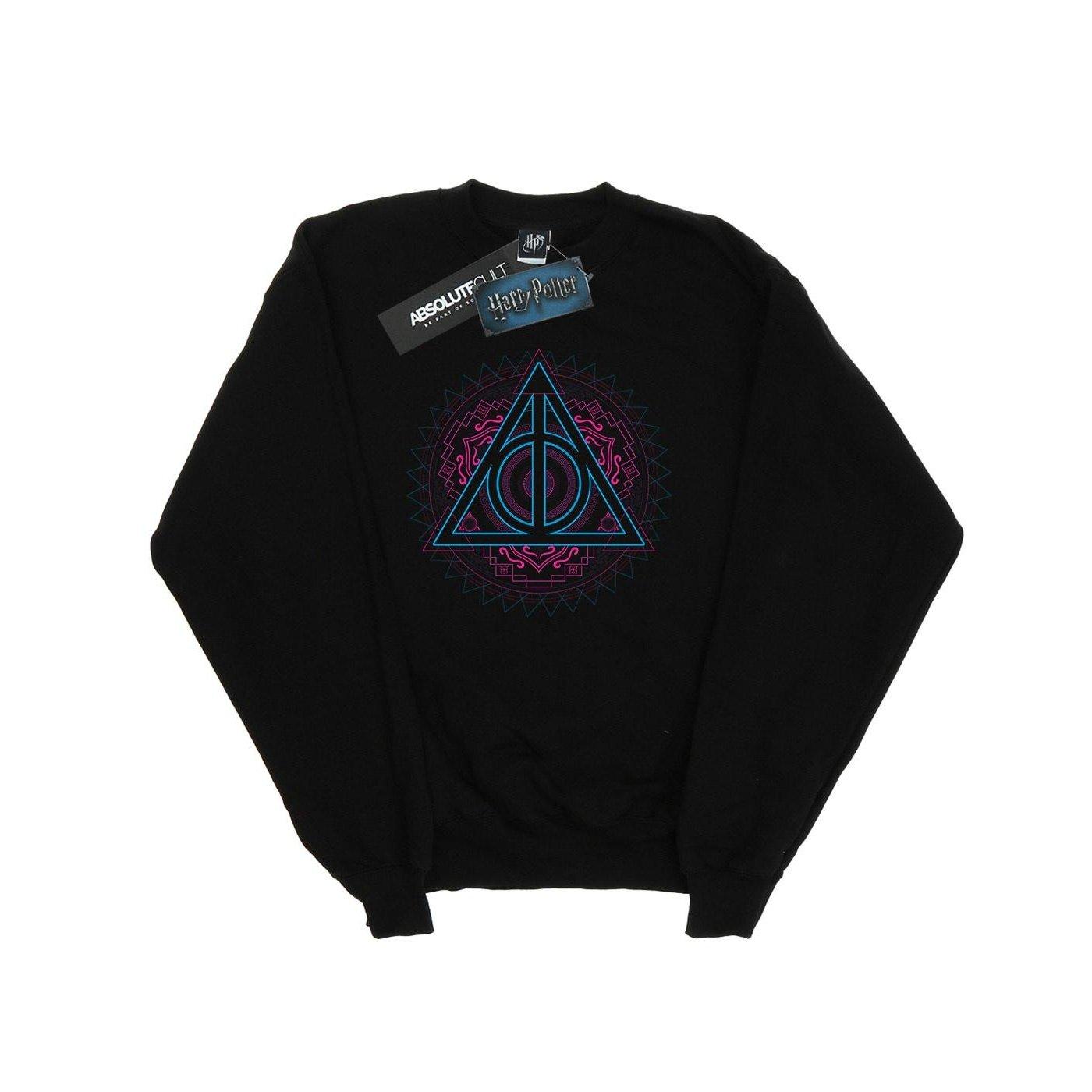 Neon Deathly Hallows Sweatshirt Damen Schwarz L von Harry Potter