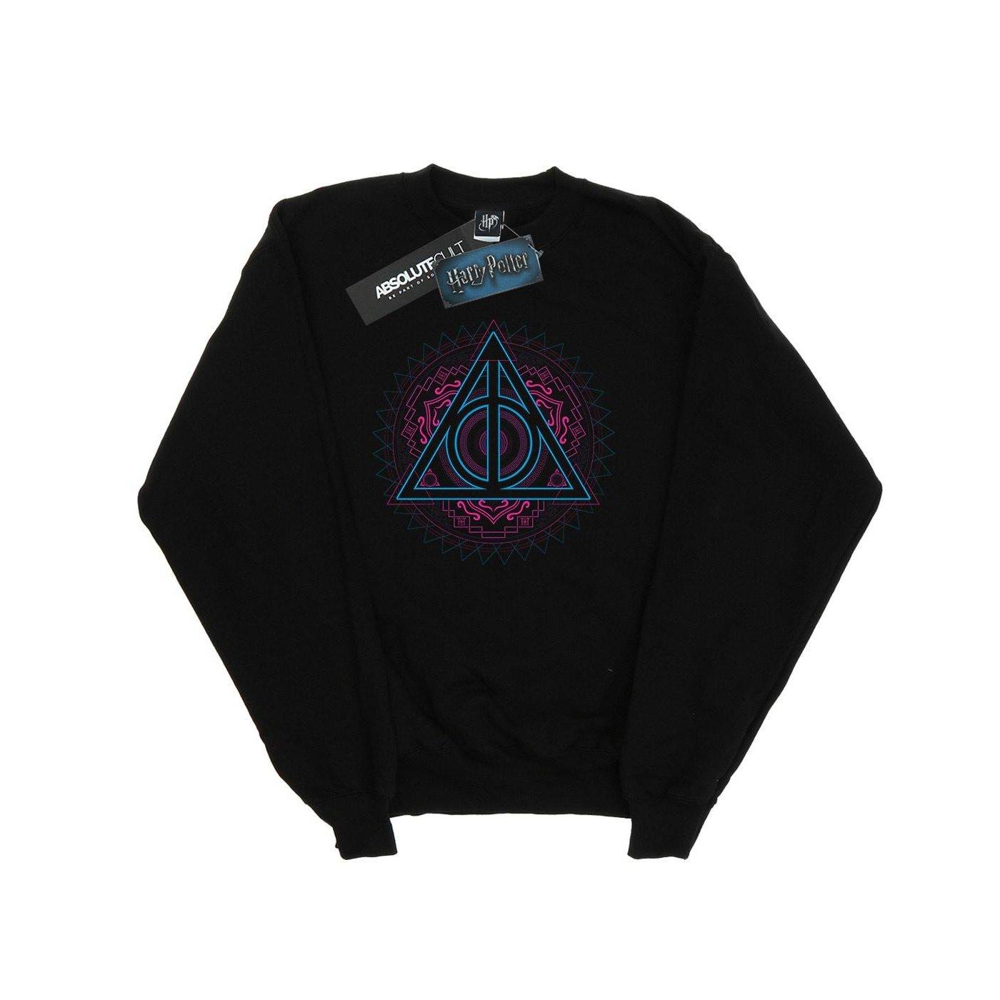 Neon Deathly Hallows Sweatshirt Damen Schwarz S von Harry Potter
