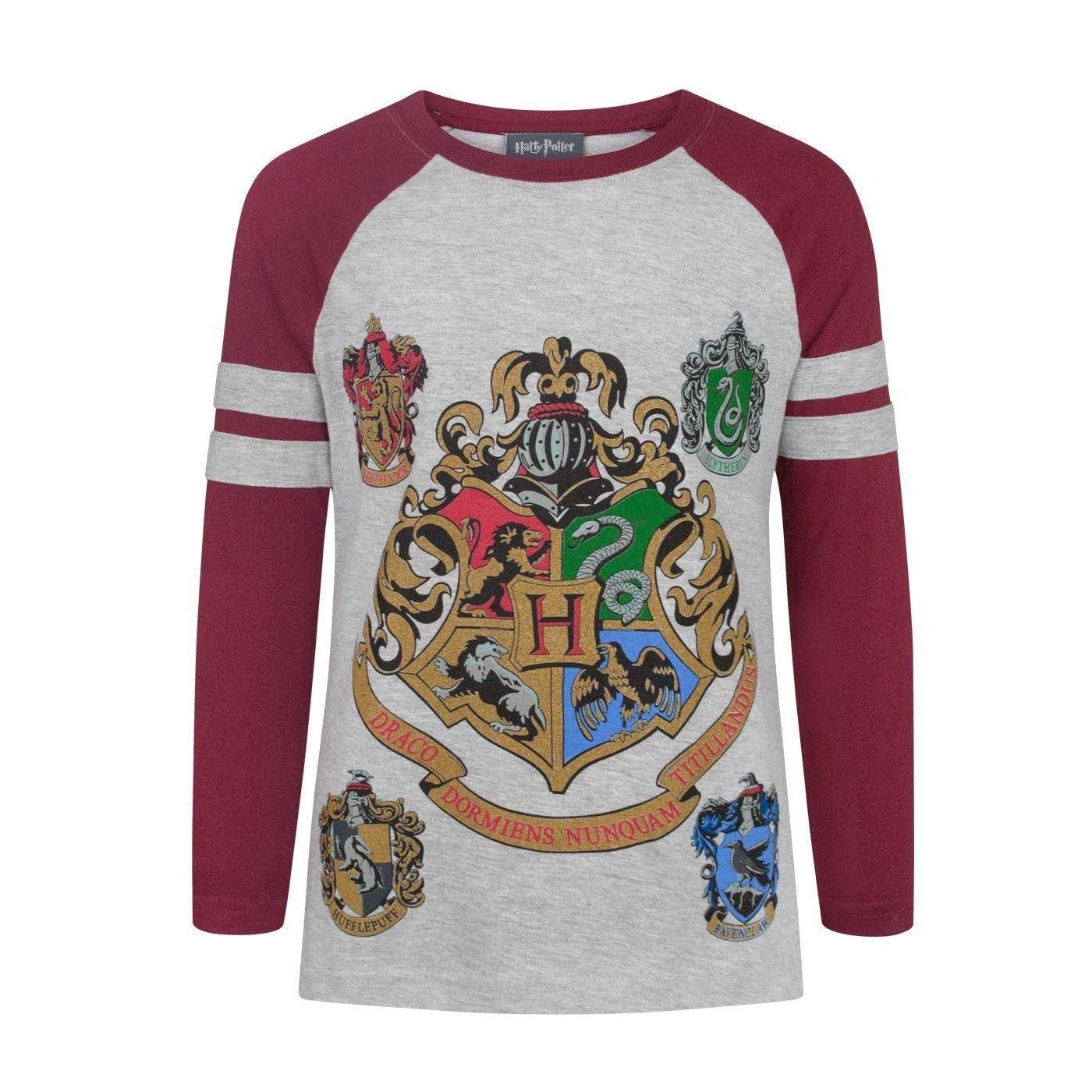 Offizielles Hogwarts Raglan Tshirt Mädchen Grau 116 von Harry Potter