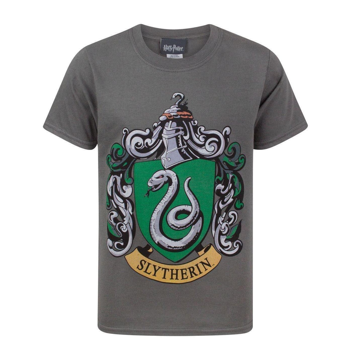 Offizielles Slytherin Wappen Tshirt Jungen Charcoal Black 116 von Harry Potter