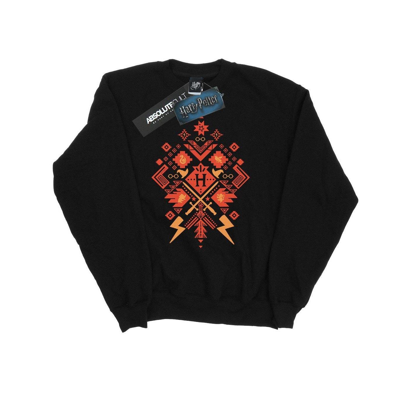 Weihnachten Fair Isle Sweatshirt Aus Baumwolle Herren Schwarz XL von Harry Potter