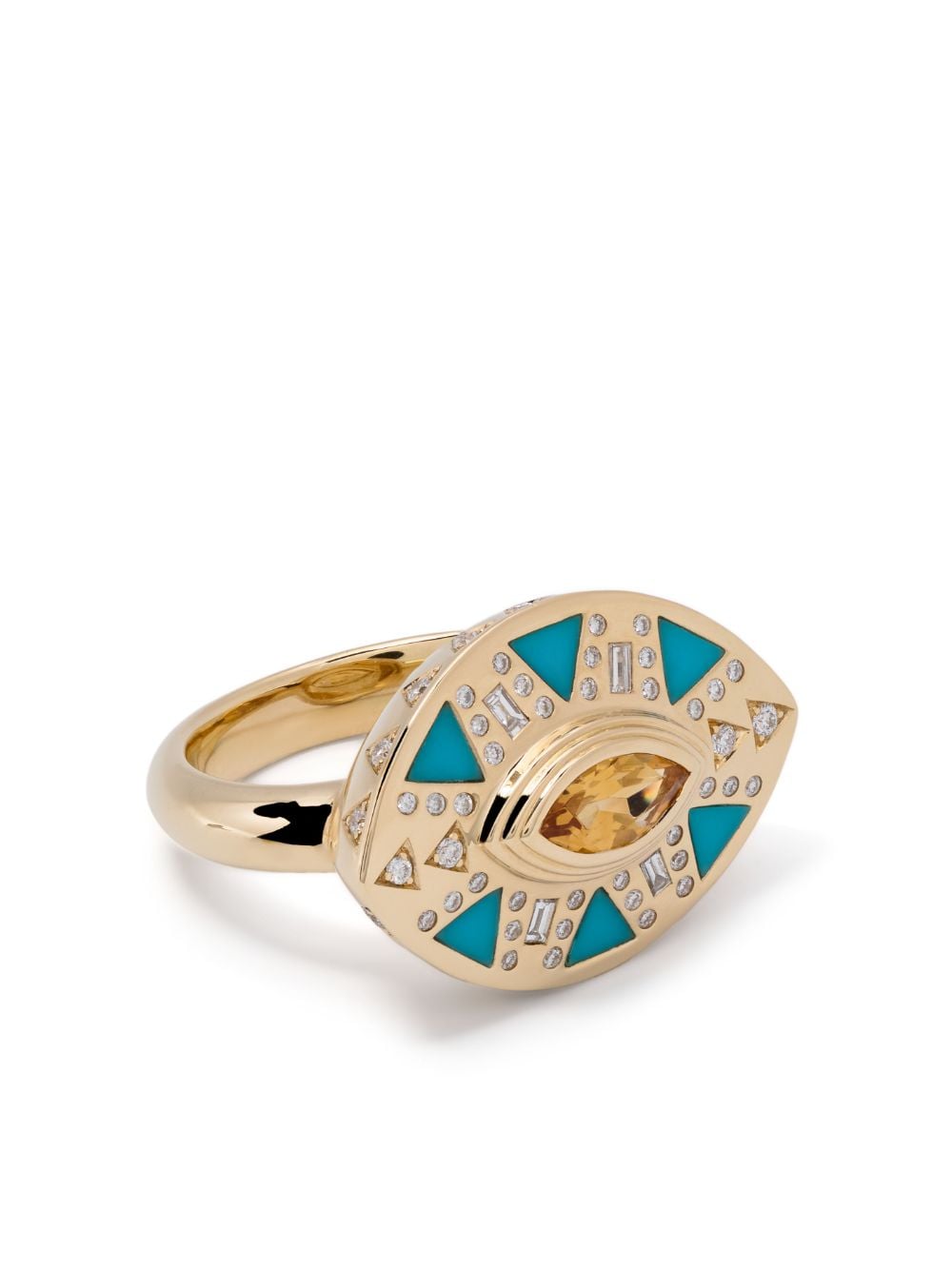 Harwell Godfrey 18kt yellow gold Cleopatra's Tear turquoise cocktail ring von Harwell Godfrey