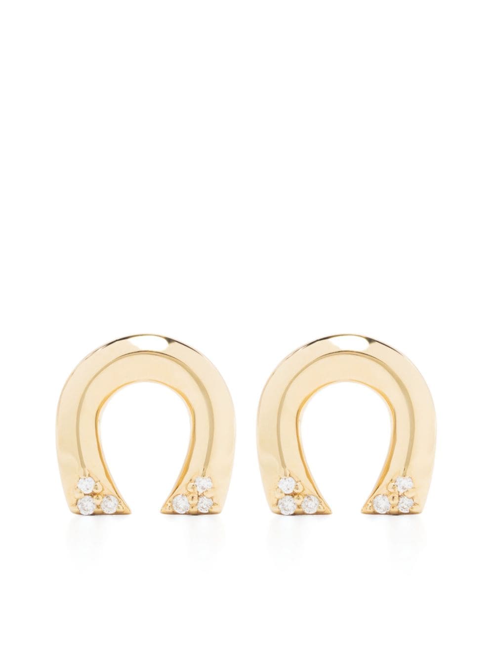 Harwell Godfrey 18kt yellow gold Tiny Horseshoe diamond stud earrings von Harwell Godfrey